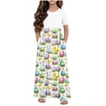 thumbnail image 2 of hengsof Girls Casual Maxi Floral Dress Short Sleeve Dresses with Pockets, 2 of 6