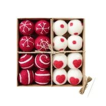 Konghyp 16Pcs Christmas Decorations Woolen Balls, Holiday Hanging Ornaments, Christmas Tree Decoration, Festive Home Decor, Winter Season Ornaments, Decorative Small Pendants, Holiday Gift