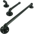thumbnail image 1 of Industrial Pipe Bathroom Hardware Fixture Set, 3 Piece Kit Includes Robe Hook, 9 Inch Towel Bar and Toilet Paper Holder, Heavy Duty DI tyle, Modern Chic Electroplated Black Finish, 1 of 7
