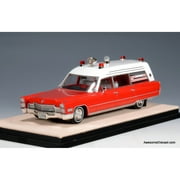 1968 Cadillac Miller-Meteor Ambulance, White/Red 1:43 Resin Cast Model Ambulance by Stamp Models