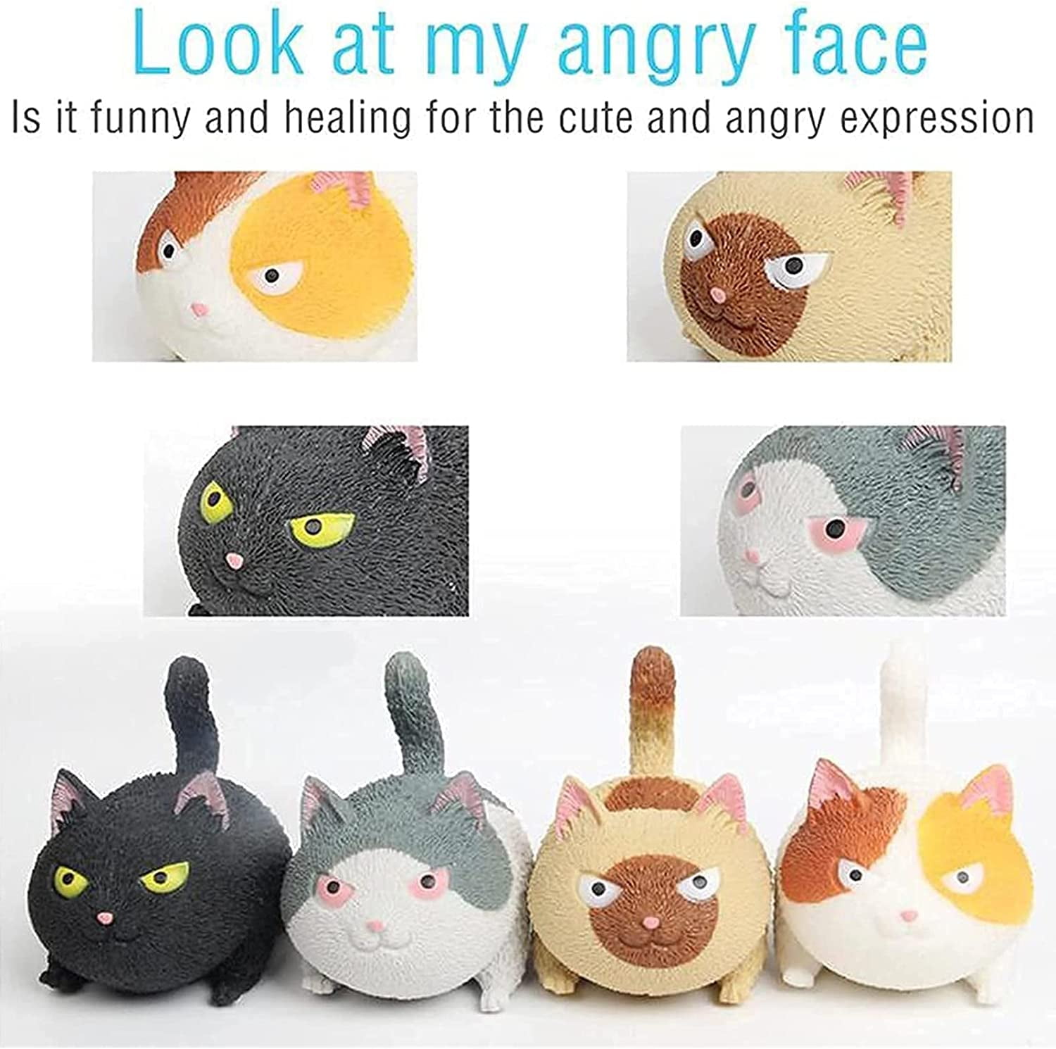 Pinch Angry Cat Cute Pet Toy Cat Shaped Squeeze Stress Relief Bola