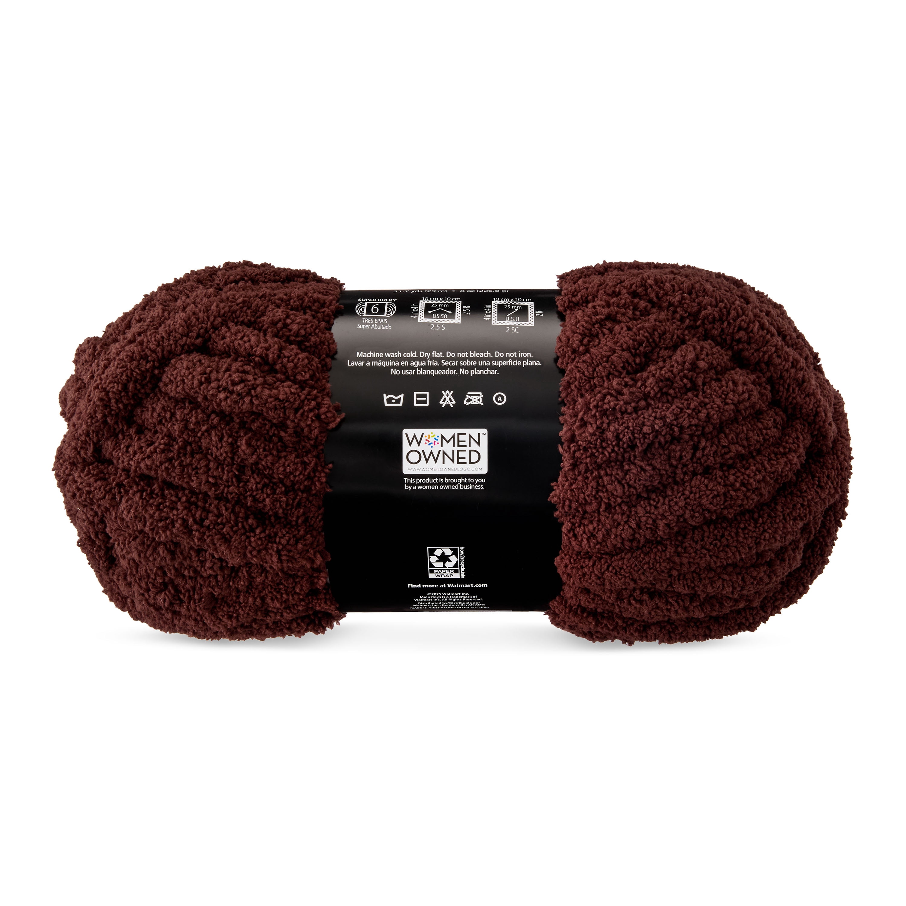 Mainstays Super Bulky Chunky Chenille Yarn Pack, 31.7 yd, Warm Chocolate, 100% Polyester, 4 Count