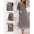 thumbnail image 3 of Albornoz de Mujer con Cremallera Frontal, Abrigo de Oficina, Pijama de Manga 3/4, Ropa Informal para Mujer, Longitud Completa, con Bolsillos, Gris, S-XXL, 3 of 5