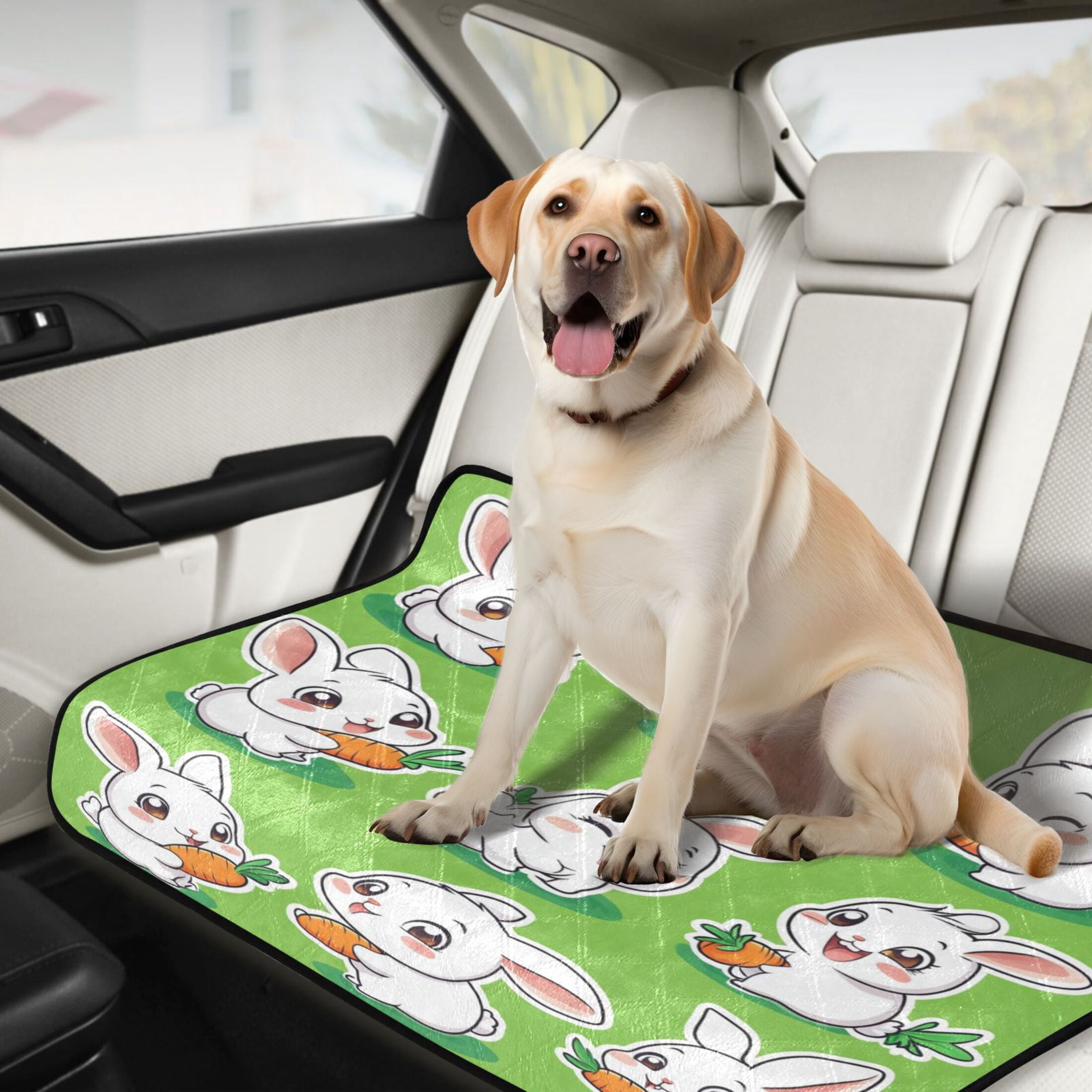 Qxltty Cute White Rabbits Eating Carrots Cat litter Pads Pet Set of 3 Diaper Mats Center Anti-leakage Layer Absorbent Soft and Comfortable
