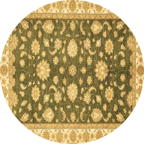 Ahgly Company Indoor Round Oriental Brown Traditional Area Rugs, 8' Round
