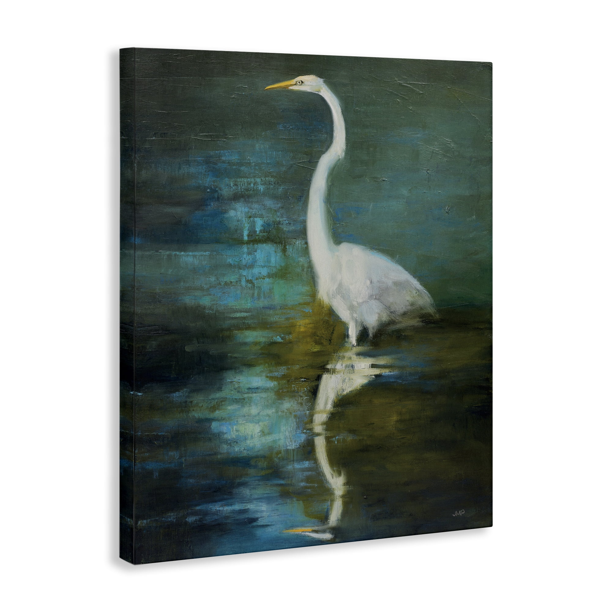 Stupell Industries Nautical Bird Lake Reflection Animals & Insects Painting Gallery Wrapped Canvas Art Print Wall Art, 16 x 20