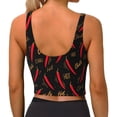 thumbnail image 3 of Haiem Hot Chili Pattern Womens Sports Bra - U Neck Padded Low Impact Yoga Bra Workout Crop Top Gym Moisture-Wicking Workout Vest -XX-Large, 3 of 9
