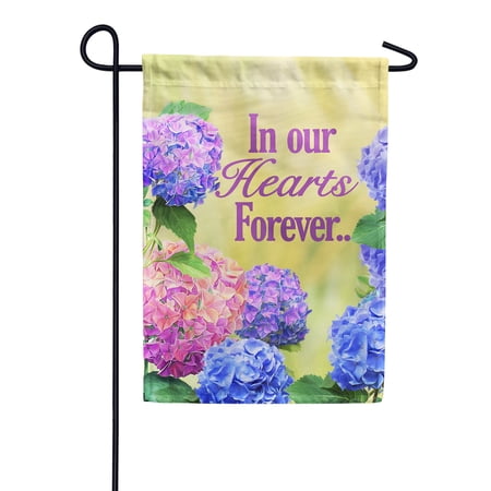America Forever Garden Flag - In Our Hearts Forever  Cemetery Memorial Religious Bereavement Double Sided 12.5  x 18  Decor  Seasonal Yard Outdoor Decorative Flag