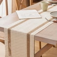 thumbnail image 5 of Camino de mesa rústico de 72 pulgadas de largo con borlas para decoración del hogar, estilo granja, de arpillera de macramé color crema y marrón, decoración de mesa otoñal para sala de estar,, 5 of 5