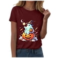 thumbnail image 6 of CFXNMZGR Halloween Costumes Halloween Shirt Women Letter Print Graphic Plus Size Fall Tees Tops (Wine,XL), 6 of 6