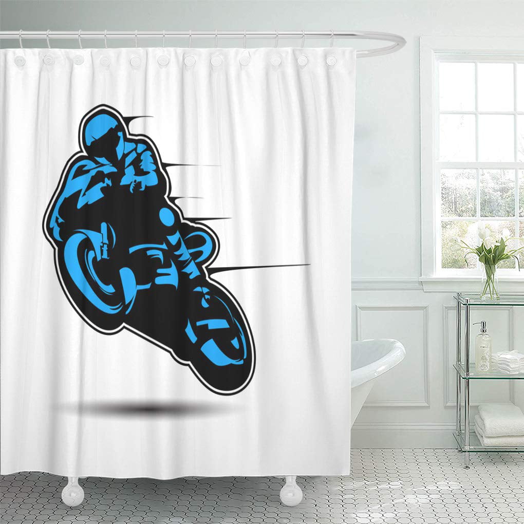 Violent motorcycles Waterproof Polyester Fabric Bathroom Shower Curtain & Hooks 