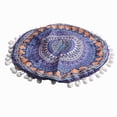 thumbnail image 1 of Coussin Rond 43x43cm Coussin Rond Épaissi en Lin pour Chaise de Bureau Housse de Coussin de Méditation Pouf à Imprimé Floral Pouf Rétro Boho, 1 of 11