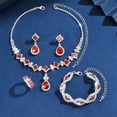 thumbnail image 6 of AEXTO Square Red Jewelry Sets Rhinestone Wedding Necklace Earrings Bracelet Set Prom Formal Costume Jewelry for Women and Brides, 6 of 9