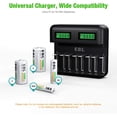 thumbnail image 3 of EBL Battery Charger for AA/AAA/C/D Rechargeable Battery with 1.2V NiMH Rechargeable AA Battery 2800mAh(4Pcs) and 1100mAh AAA Battery(4Pcs) Combo, 3 of 7