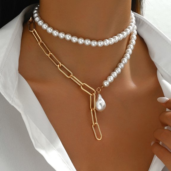 NICKSUN Pearl Necklaces for Women Layered Baroque Beaded Chain Fashion Jewelry Renaissance Style Accessories