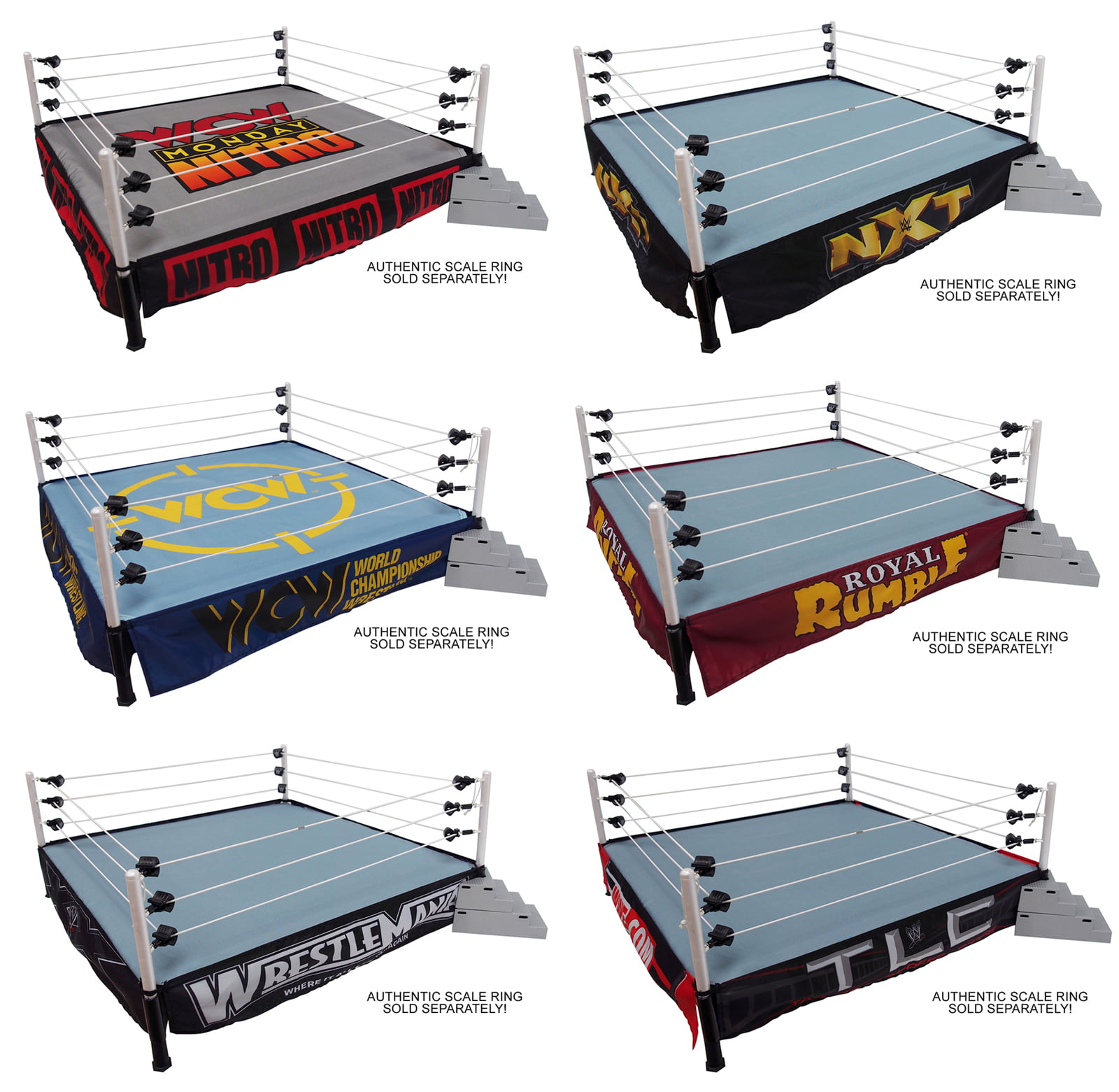 Accessories WWE Mattel Authentic Scale Ring WCW Monday Nitro Mat /& Skirt Set