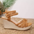 thumbnail image 5 of Viluyesy Womens Strappy Sandals, Open Toe Ankle Strap Platform Fashion Wedge Shoes Khaki, 5 of 9