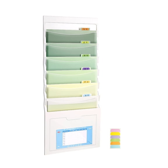Folding Wall Mount Document Organiser 6 Pocket File Storage Bag Expandable File Organiser for School Classroom