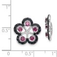 thumbnail image 2 of Diamond2Deal 925 Sterling Silver Rhodium Rhodolite Garnet and Black Sapphire Earrings Jackets for Women, 2 of 4