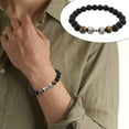 thumbnail image 2 of SUSHANG Lava Rock Beaded Bracelet Stone Volcanic Rock Beads Metal Dumbbell Versatile Beads Bracelet Jewelry, 2 of 8