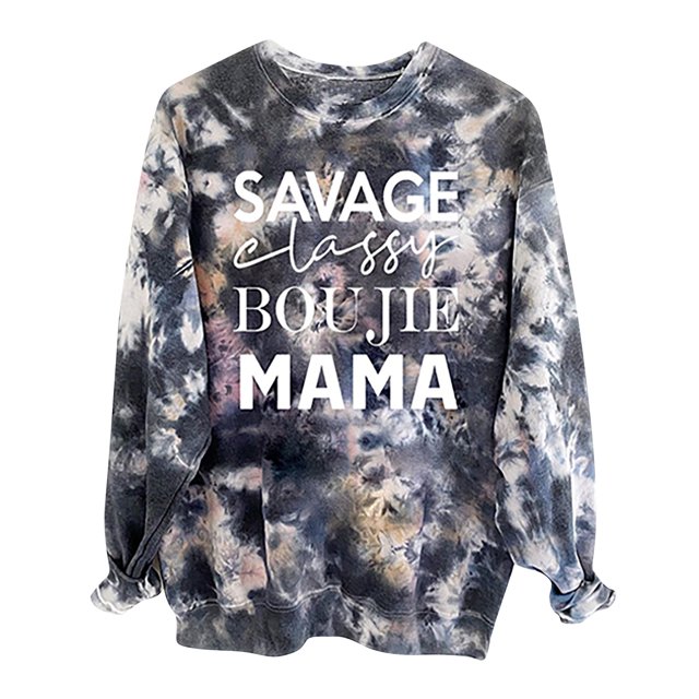 Mujeres Tops Tie-dye Casual Manga larga Halloween Sudadera Pullover Camisas Blusa Fridja fksj189