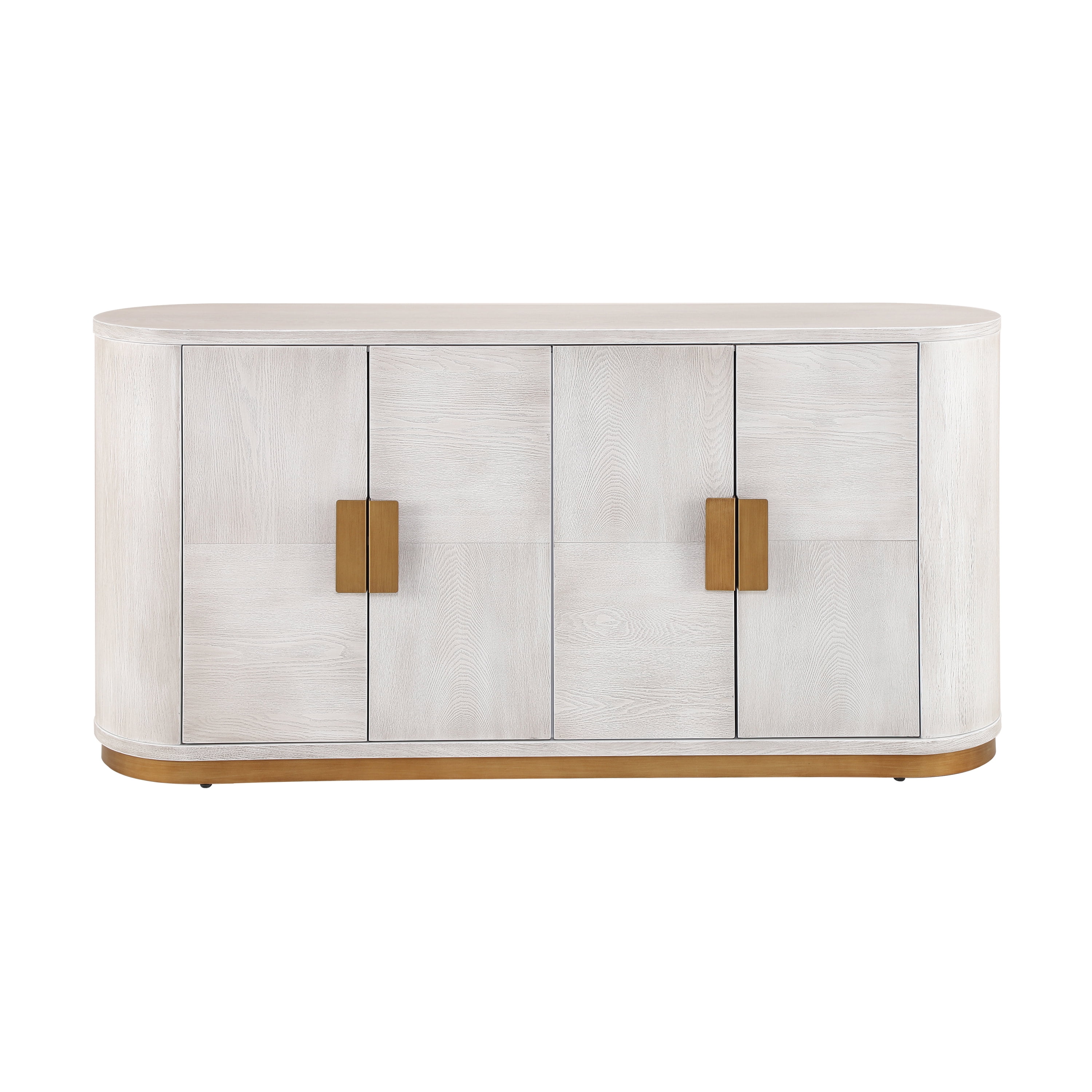 Euroco 58.3" Large Buffet Sideboard Cabinet with Storage, Modern Coffee Bar Wine Bar Storage Cabinet with 4 Doors & Adjustabel Shelves for Dining Room, Living Room, Hallway,White+Gray