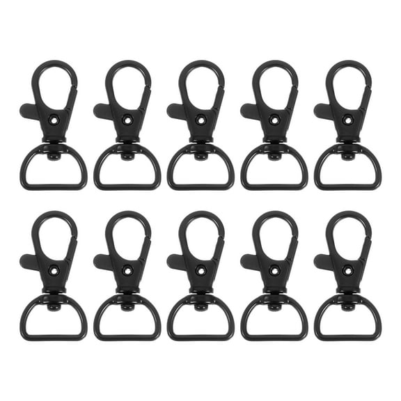 20Pack Swivel Clasps, 0.63" D Ring Lobster Claw Push Gate Snap Hook, Black
