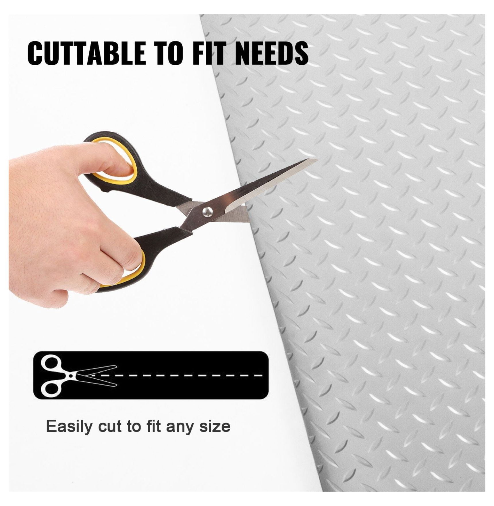 Garage Floor Mat 4.9x13ft Vinyl Flooring Roll - Anti-Slip Diamond Texture