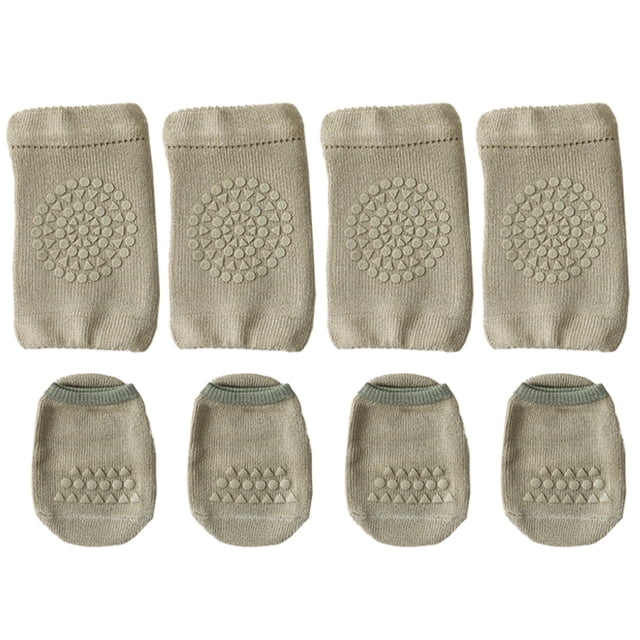 2 pares de calcetines antideslizantes para bebé, unisex y rodilleras antideslizantes para gatear