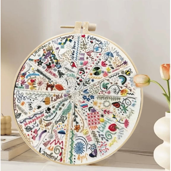 Embroidery Kit Handmade DIY Craft, Round Embroidery Kit for Beginners, Hand Gifts Needlepoint Kits for Adults  (7.8" Hoop , Not Finished)
