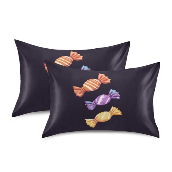 Yayeee Pillowcase Standard Size Set of 2 Satin Wrinkle Resistant Pillow Case, Cartoon Candy
