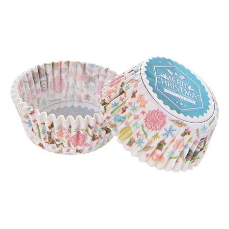 

dianhelloya 100Pcs Cupcake Liners Food Grade Oil-proof High-Temperature Resistant Non-Fading Exquisite Pattern Decorative Paper Xmas Themed Cupcake Liners Muffin Baking Cups for Bakery