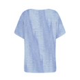 thumbnail image 4 of Blouse for Women Dressy Gorgeous Button Down Henley Tunic Tops to Wear with Leggings with Pocket Short Sleeve Retro Stripped Print Women's Shirts V Neck Spring Womens Clothes Blue L, 4 of 5