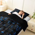 thumbnail image 4 of Manfei Modern 3D Square Twin Comforter Sets, Neon Glow Bedding Set, Black Blue, Black Reversible 2pcs, 1 Comforter and 1 Pillowcase, 4 of 6