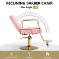 thumbnail image 6 of KIGOTY Reclining Salon Chair with Adjustable Backrest, Heavy Duty Barber Chair with Durable Steel Frame, 360 Degrees Swivel Stylist Chair, Pink, 6 of 7