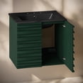 thumbnail image 5 of Cascade 24" Wall-Mounted Bathroom Vanity in Green Oak with Black 3-Hole Widespread Sink Top, 5 of 6