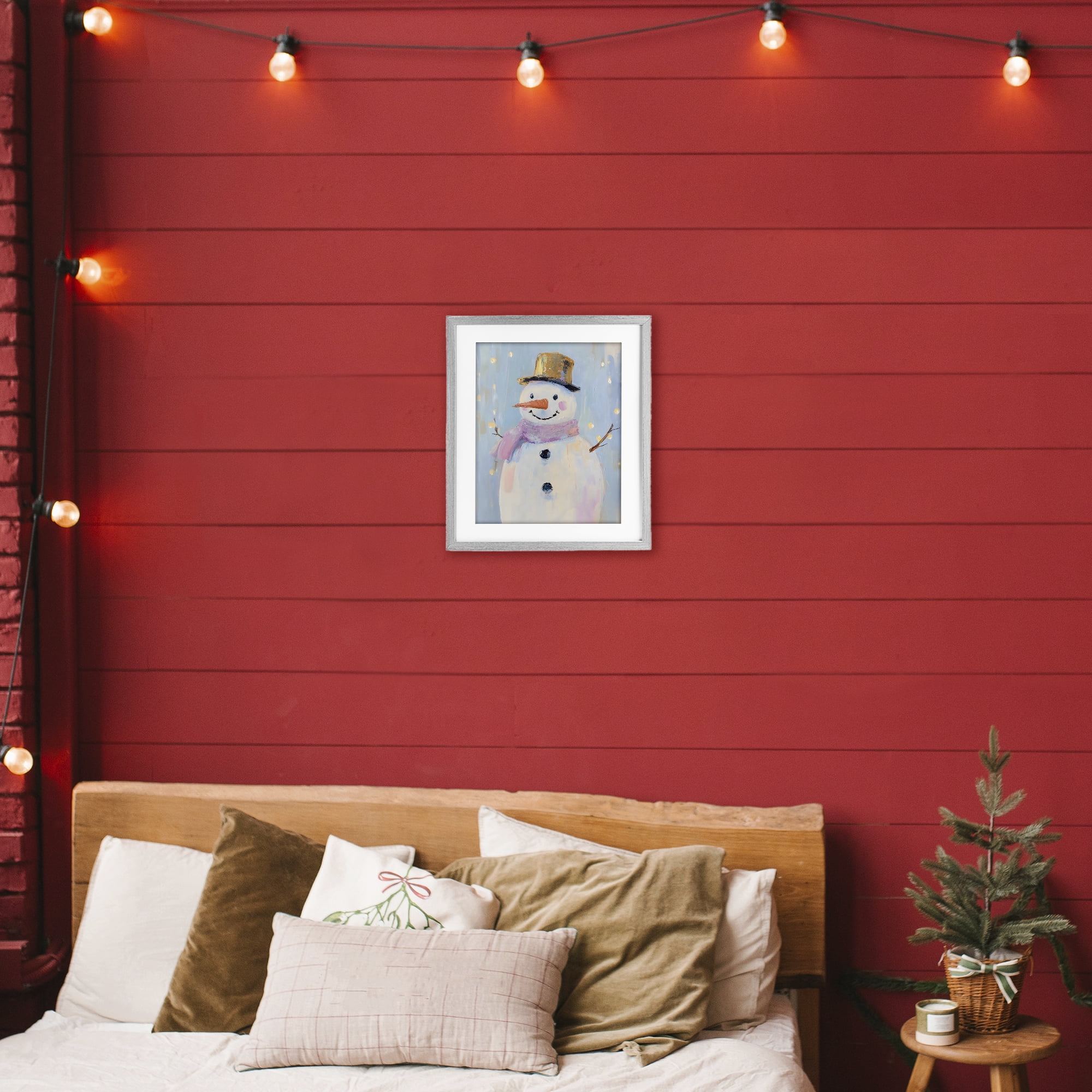Stupell Industries Cheerful Pastel Snowman Gray Framed Print Under Glass, design by The Prints Vibe