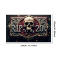 thumbnail image 5 of LUUFILx RIP To My 20's Celebration Banner Skulls Party Decoration Birthday Backdrop Perfect Background for Halloween Photoshoot Party Supplies Festive Decor, 5 of 6