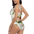 thumbnail image 5 of Yiaed Vintage Bike Flower Butterfly Print Women One Piece Swimsuits Tummy Control One Shoulder Bathing Suits Pattern Ruffle Swimwear-Medium, 5 of 8