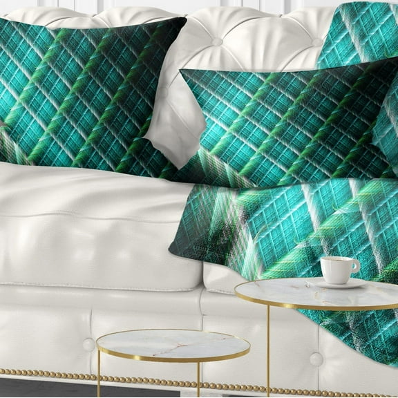 Designart Green Fractal Grill Pattern - Abstract Throw Pillow - 12x20