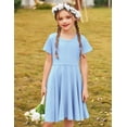 thumbnail image 5 of Arshiner Girl's Summer Dresses Short Sleeve Casual Holiday Skater Twirl Dress with Pockets, 5 of 6