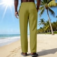 thumbnail image 6 of Men's Linen Pants Elastic Waist Casual Straight Leg Trousers Summer Breathable Beach Holiday Travel Loose Lounge Pants Sizes,S-2XL, 6 of 6