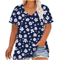 thumbnail image 2 of Qzwdhjm Floral Plus Size Tops for Women V Neck Short Sleeve Tunics Comfort Loose Casual Blouses Summer Weekend T-Shirts, 2 of 5