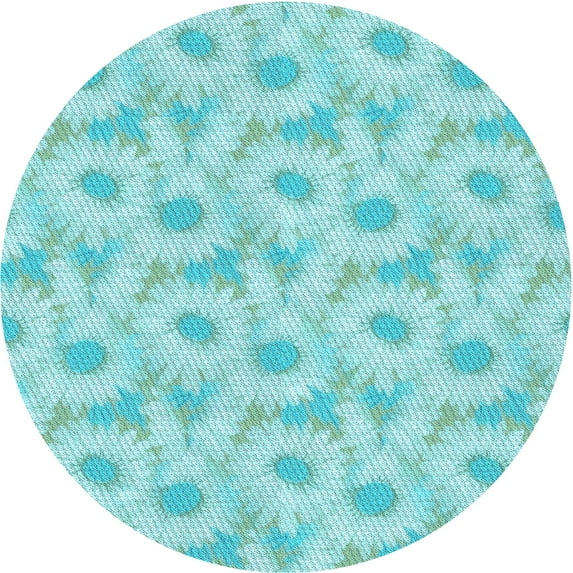 Ahgly Company Machine Washable Indoor Square Transitional Medium Turquoise Green Area Rugs, 3' Square