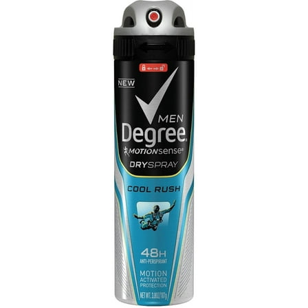 Degree Men MotionSense Dry Spray Antiperspirant, Cool Rush 3.80 oz (Pack of 4)