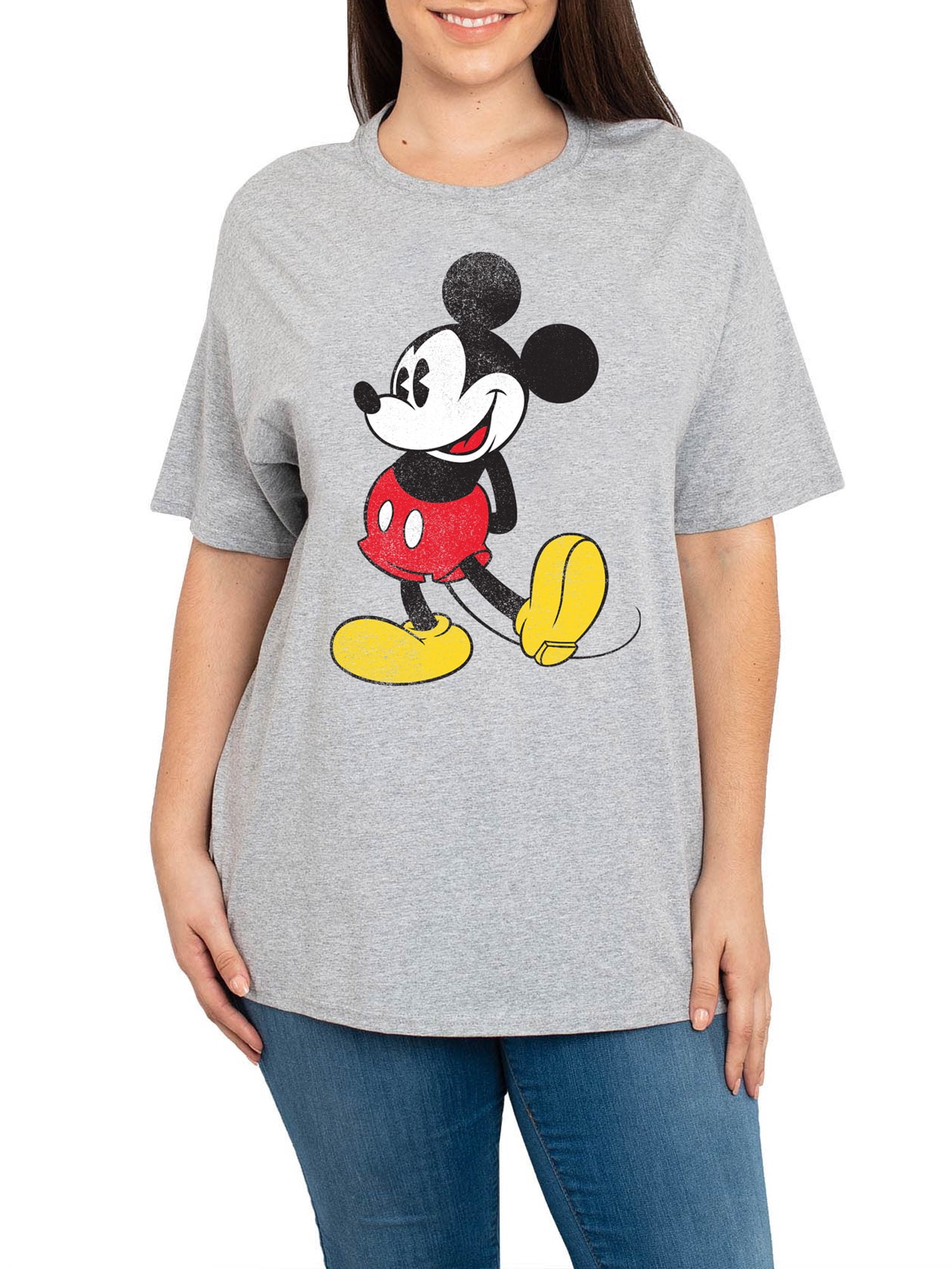Mickey Mouse Disney Womens T-Shirt Black Short Sleeve Scoop Neck Tee Plus 2X