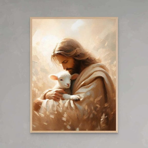 He Saved The One, Christian Art, Jesus And Lamb, Jesus Picture, Bible Art, Picture Of Christ, Leave The 99 Art, Jesus Shepherd Art UNFRAMED PAPER POSTER, Home Decor, Vintage Gift, Living Room Dercor