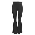 thumbnail image 4 of GEWSEY Women's Flared Pants High Waisted Yoga Leggings Stretchy Bell Buttom Wide Leg (Black, L), 4 of 6