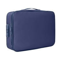 Fireproof Document Box with Lock, Waterproof Fire Proof File Organizer with Multi-Layers Storage, Portable Home Office Safe for Important Documents and Laptop-Navy