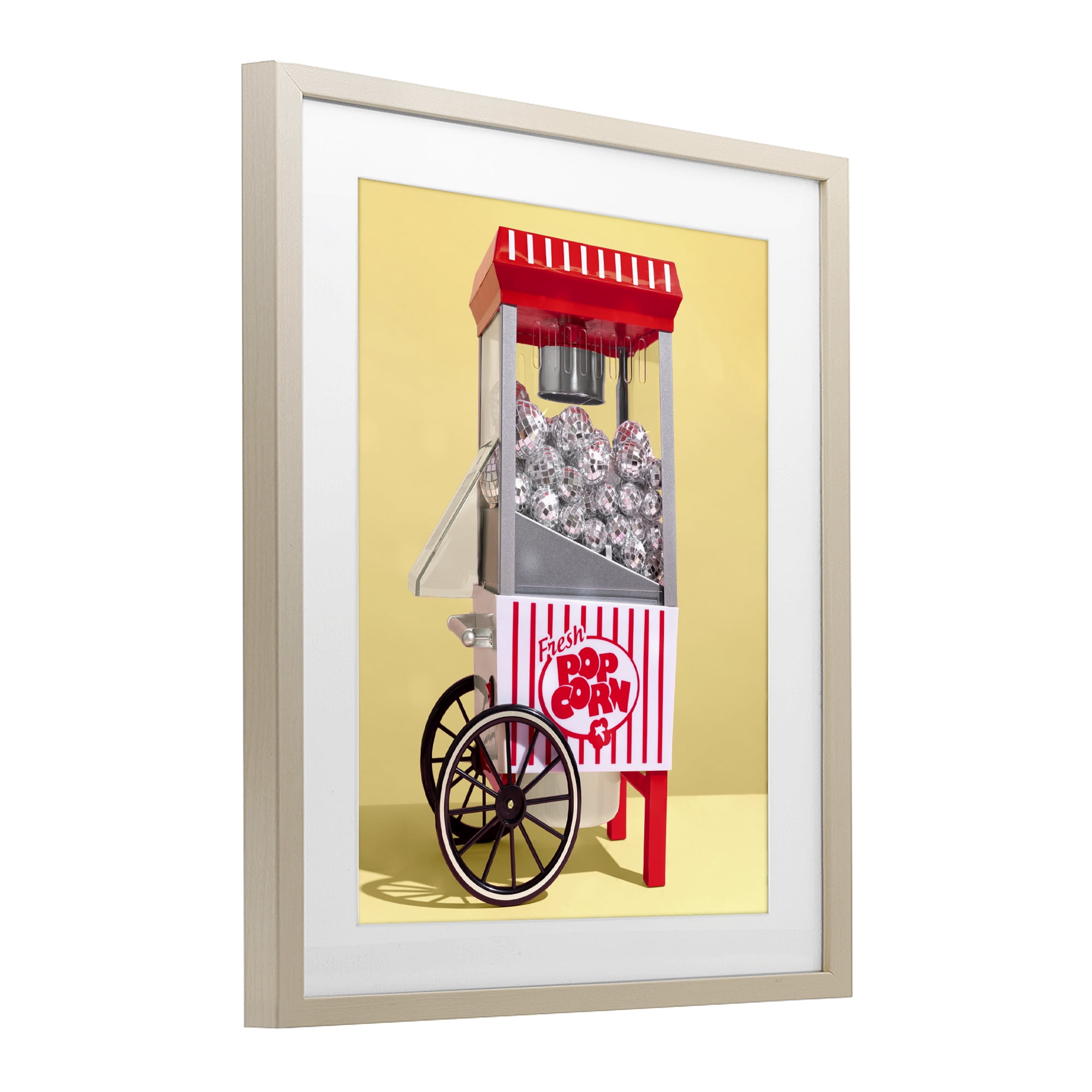 Stupell Industries Disco Popcorn over Yellow Birch Framed Print Under Glass, design by LISH Creative